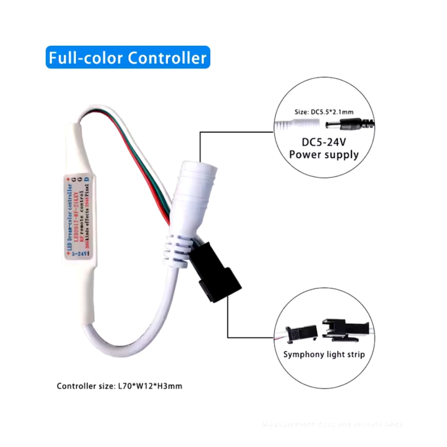 DC5-24V Mini RF Remote LED Controller 21 Key RF Remote LED Controller WS2811 WS2812B LED Dream Color Strip Light Remote Wireless Remote Control  Mini Remote Controller For LED Strip Lights - RS5290