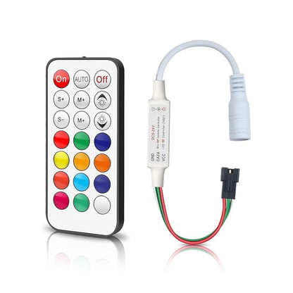 DC5-24V Mini RF Remote LED Controller 21 Key RF Remote LED Controller WS2811 WS2812B LED Dream Color Strip Light Remote Wireless Remote Control  Mini Remote Controller For LED Strip Lights - RS5290