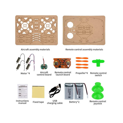 XYQ-2 DIY Drone Mini Toy Drone Aircraft With Remote Wooden Assembly Mini Drone Quadcopter - RS5532 - REES52