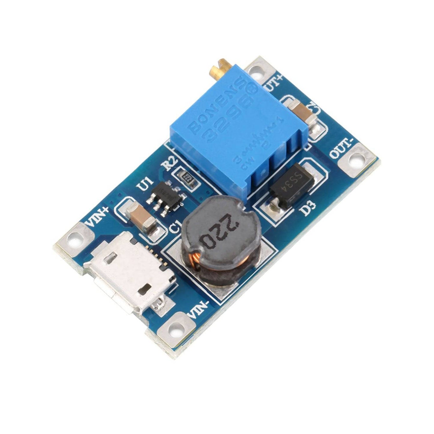 MT3608 Boost Converter Module 2A DC-DC Step Up 5V/9V/12V/28V