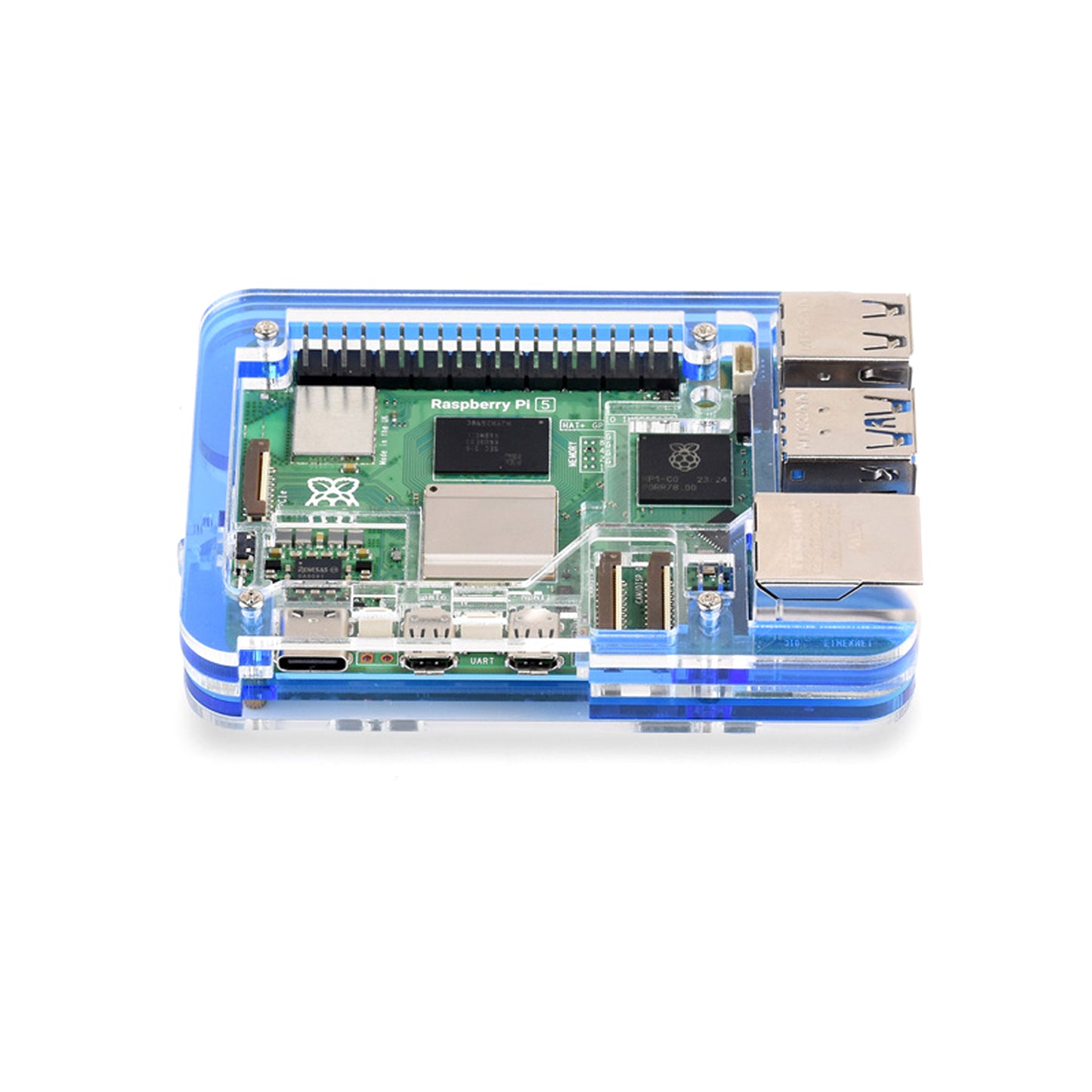 Raspberry Pi 5 5 Layer Case Raspberry Pi 5 Acrylic Shell Compatible with Active Cooler for Raspberry Pi 5 4GB, 8GB - Blue - RS5772 - REES52