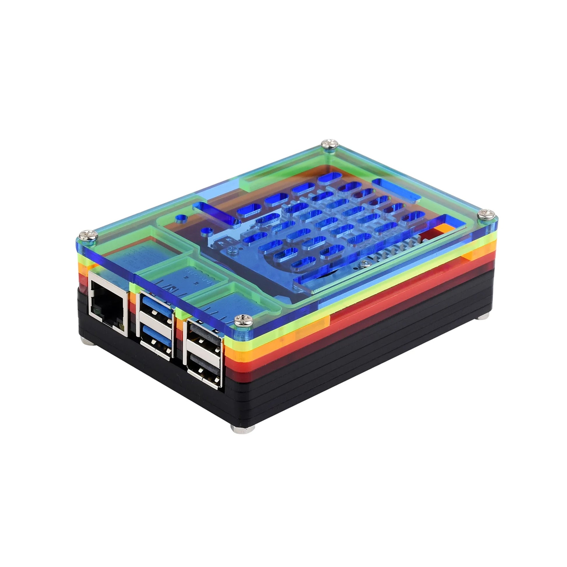 Raspberry Pi 5 Rainbow Case, Raspberry Pi 5 10-Layer Acrylic Case Colorful Translucent Acrylic Shell, Compatible with Active Cooler - RS5781 - REES52