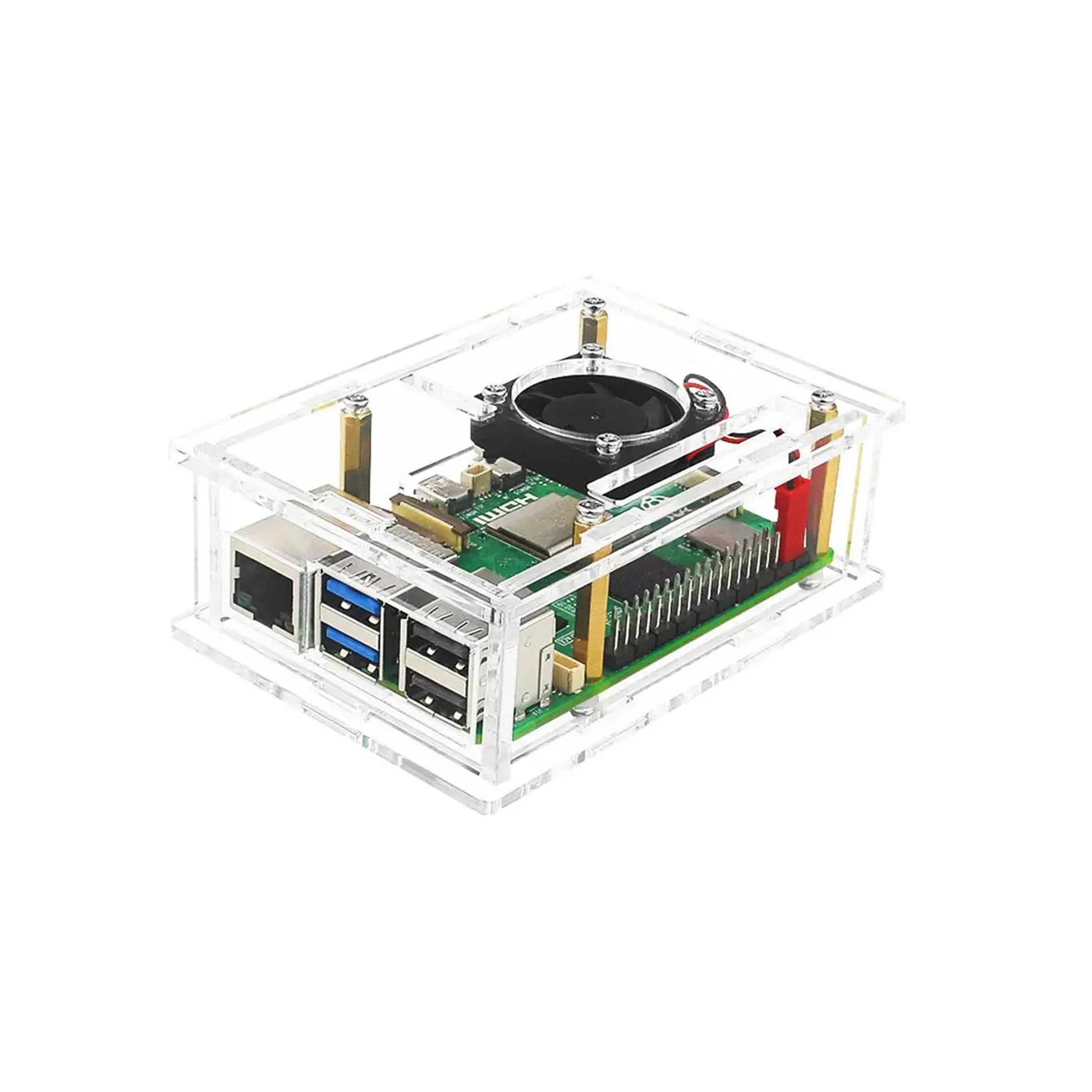 Raspberry Pi 5 Acrylic Case Transparent Protective Shell Support Cooling Fan Heat Sink Radiators, and Camera Installation- RS5783 - REES52