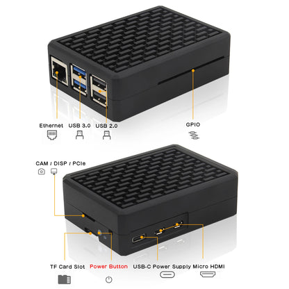 Raspberry Pi 5 Case Metal Case Aluminum Alloy Passive Cooling Enlosure Shell Built in Cooling Column - RS5792 - REES52