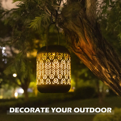 Outdoor Solar Hanging Lantern Garden Solar Lantern Outdoor Garden Hanging Lanterns Metal Christmas Decoration Light Warm White LED Waterproof Landscape Lighting For Table Pathway Party Yard, Pack Of 1 - RS5848