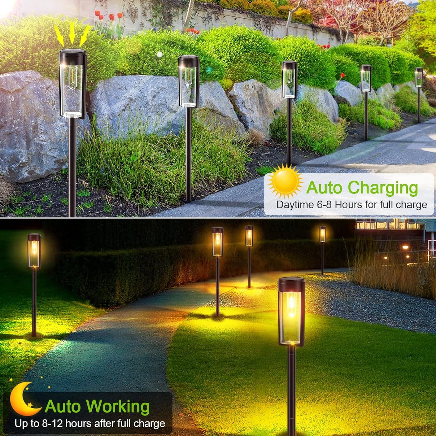 Pathway Solar LED Lights Outdoor Solar Pathway Lights, Upgraded Solar Outdoor Lights, IP65 Waterproof Auto On/Off Solar Garden Lights Solar Powered Landscape Path Lights For Yard Lawn Patio Walkway Driveway, Pack Of 1 - RS5856