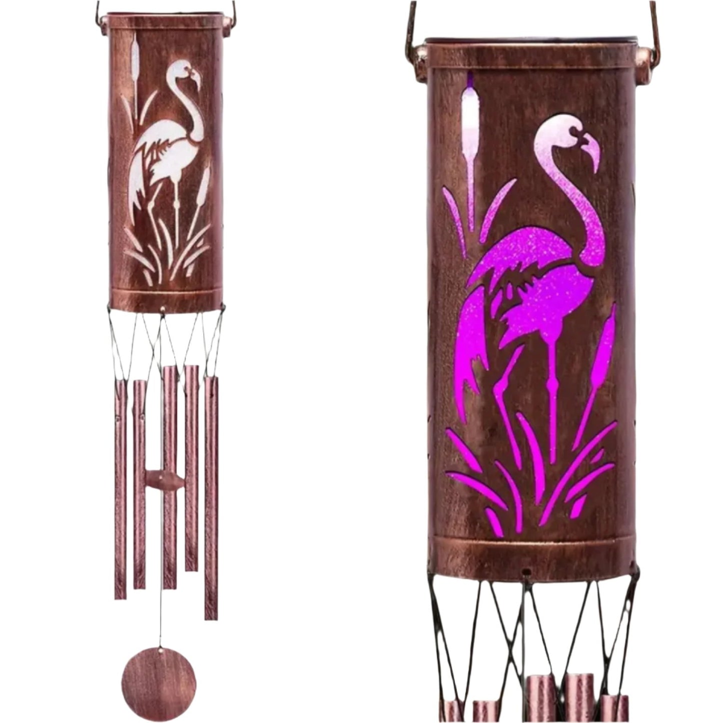 Wind Chimes Hanging Solar Lights Solar-Powered Flamingo Wind Chime With Waterproof Flamingo Solar Wind Chime Lantern For Outdoor Decor Beautiful Solar Light For Patio, Yard, Walkway, Pathway - RS5862