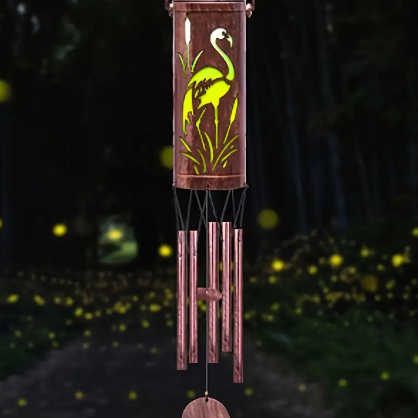 Wind Chimes Hanging Solar Lights Solar-Powered Flamingo Wind Chime With Waterproof Flamingo Solar Wind Chime Lantern For Outdoor Decor Beautiful Solar Light For Patio, Yard, Walkway, Pathway - RS5862