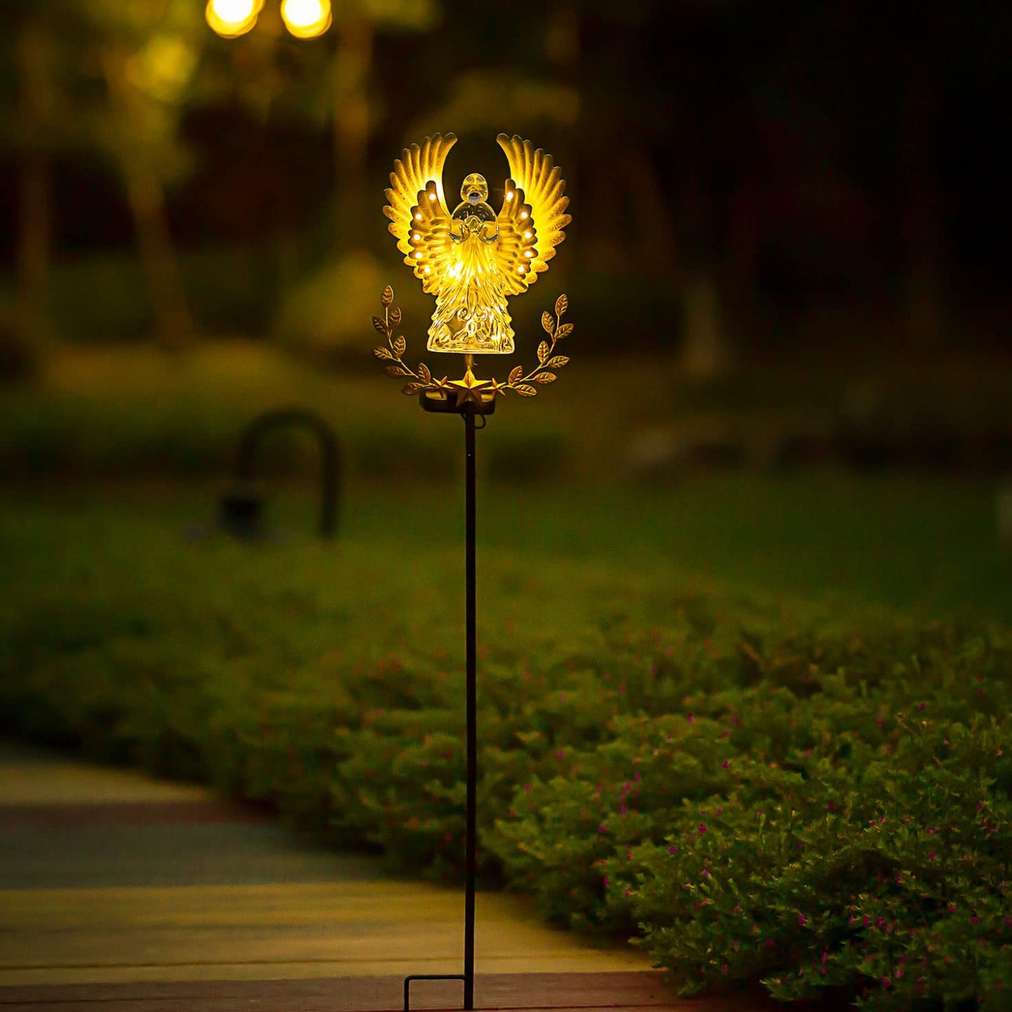 Angel Stake Solar Light Angel Remembrance Stake Light Solar-Powered Metal Angel Stake Light For Decoration Metal Angel Outdoor Light Christmas, Cemetery, Walkway, Courtyard - RS5863