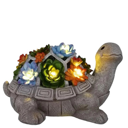 Turtle Succulent Statue Solar Light Turtle Statue Solar Walkway Light Turtle With Succulent And 7 LED Lights Garden Decoration Solar Lights Yard Solar Light Waterproof Solar LED Light - RS5866