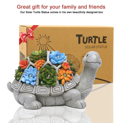 Turtle Succulent Statue Solar Light Turtle Statue Solar Walkway Light Turtle With Succulent And 7 LED Lights Garden Decoration Solar Lights Yard Solar Light Waterproof Solar LED Light - RS5866