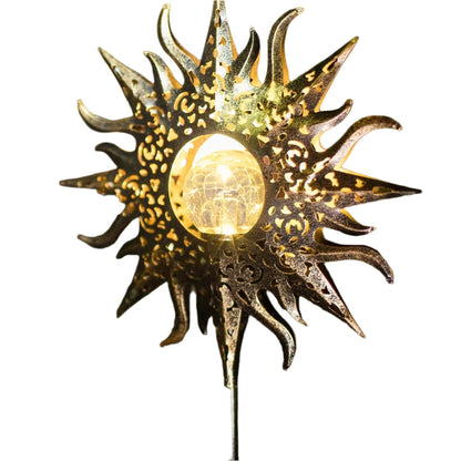 Metal Sun Stakes Solar Light Sun Statue Solar Walkway Light Garden Decoration Solar Lights Yard Solar Light Metal Garden Stakes Solar LED Light - RS5870