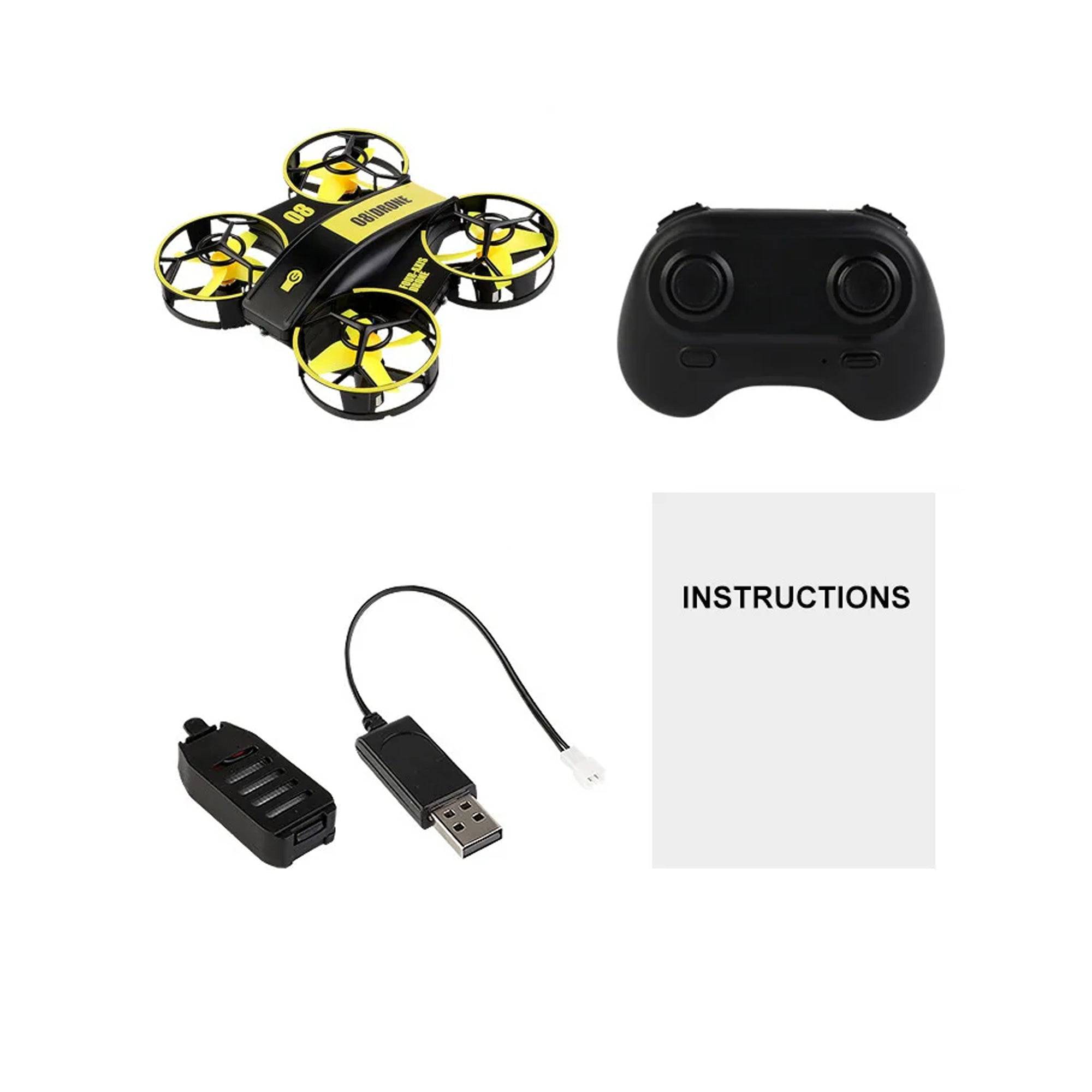 RH-821 08 Mini Quadcopter Drone Lighting UFO Drone - Yellow