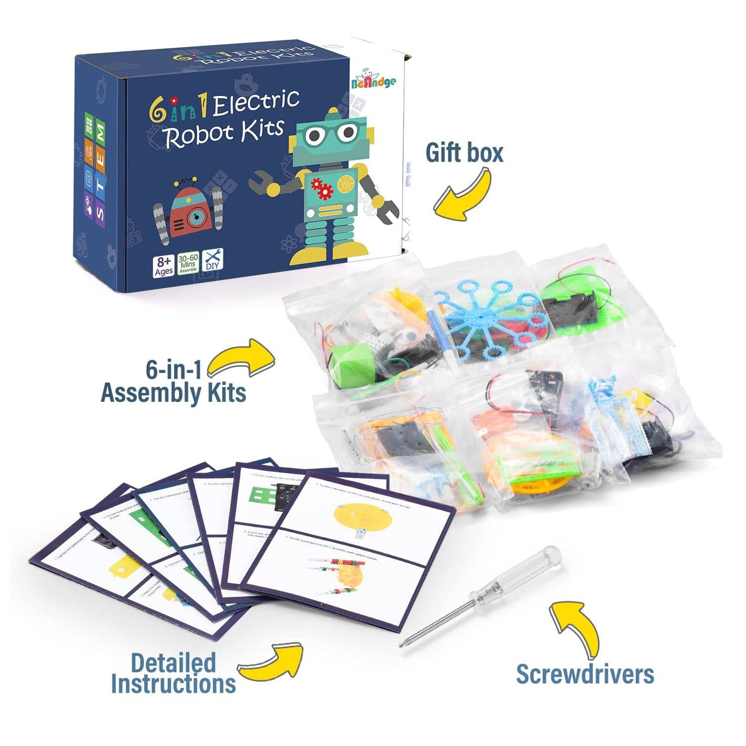 6 in 1 DIY STEM Robotics Kit Electronic Science Experiments Projects ...