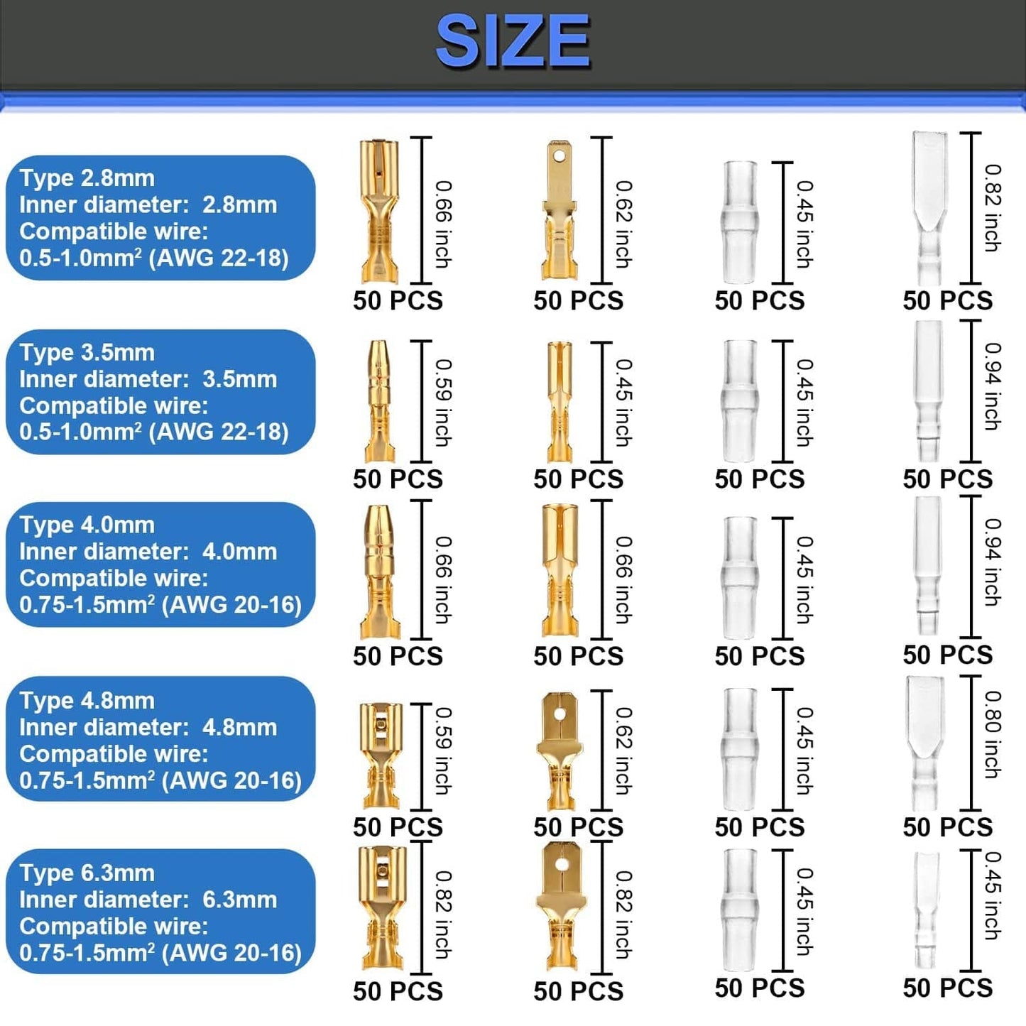 500Pcs Wire Terminal Crimping Tool Kit Ratcheting Crimper