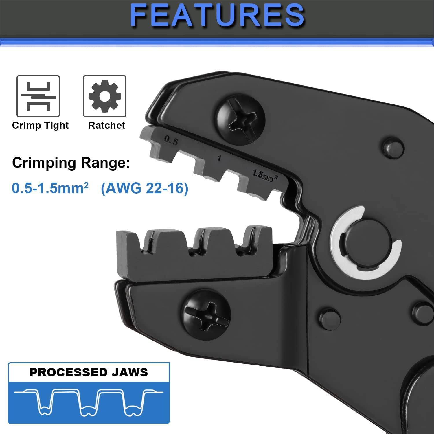 500Pcs Wire Terminal Crimping Tool Kit Ratcheting Crimper