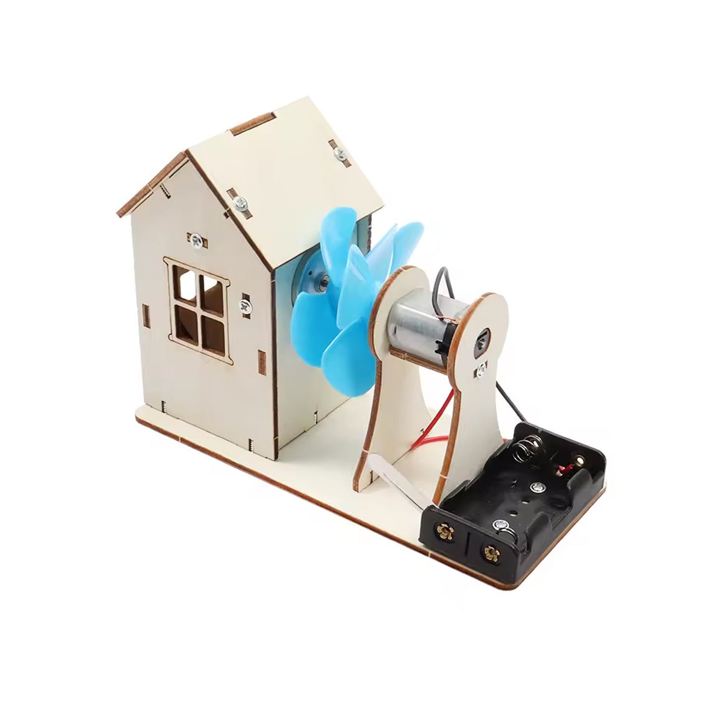 Wind Turbine House STEM Kit Wooden DIY Wind Power Station DIY Renewable Energy Project Educational Wind Turbine Construction Set Build Your Own Wind Turbine - RS6332