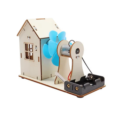 Wind Turbine House STEM Kit Wooden DIY Wind Power Station DIY Renewable Energy Project Educational Wind Turbine Construction Set Build Your Own Wind Turbine - RS6332