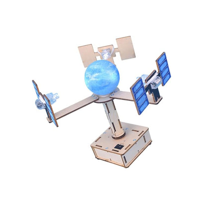 DIY Wooden Electric Satellite Kit Educational Geostationary Satellite Kit Hands-On Learning Satellite Toy Fun And Interactive STEM Activity For Primary Students - RS6365