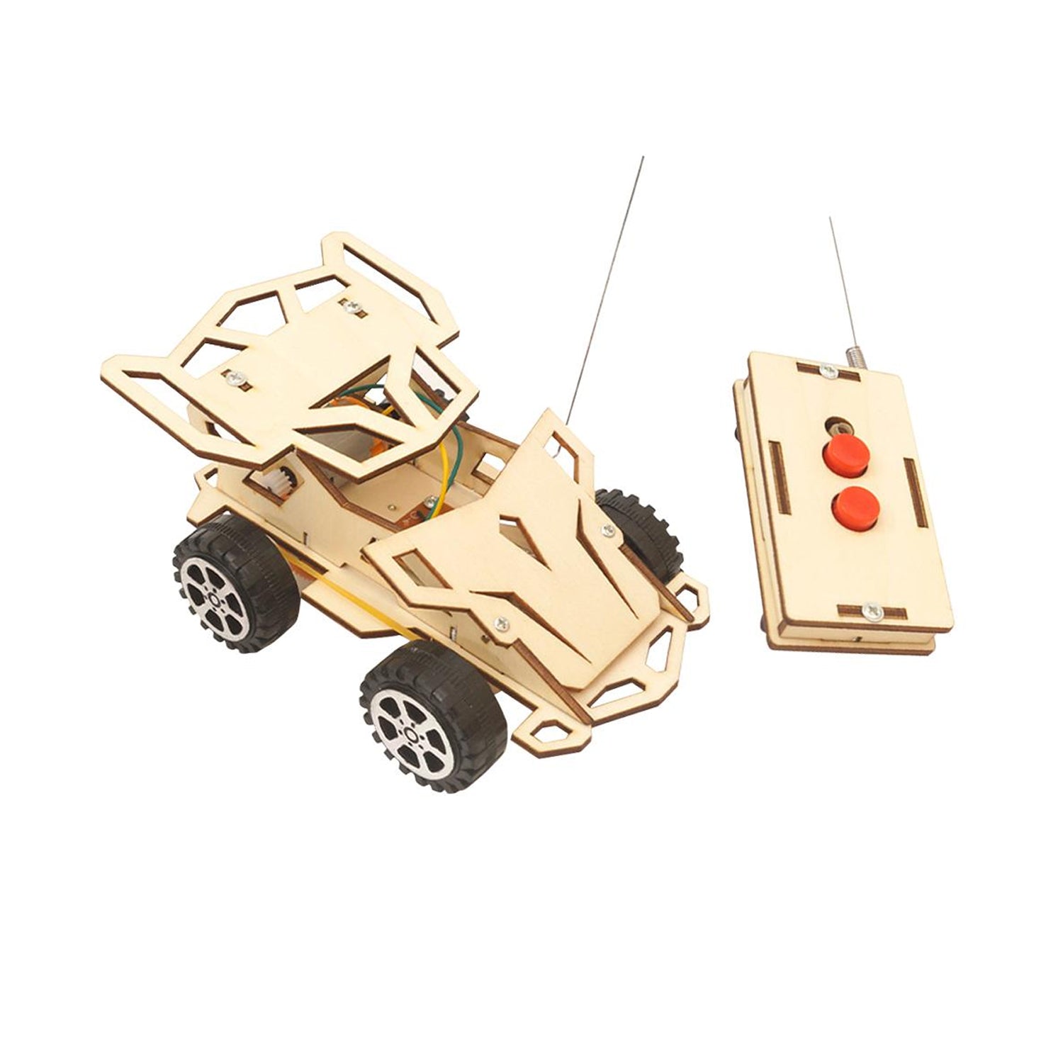 DIY Wooden RC Car Kit STEM Car Model Kit Wooden RC Car Building Kit Remote Control Racing Car Hands-On STEM Learning with DIY Wooden Car Kit - RS6484