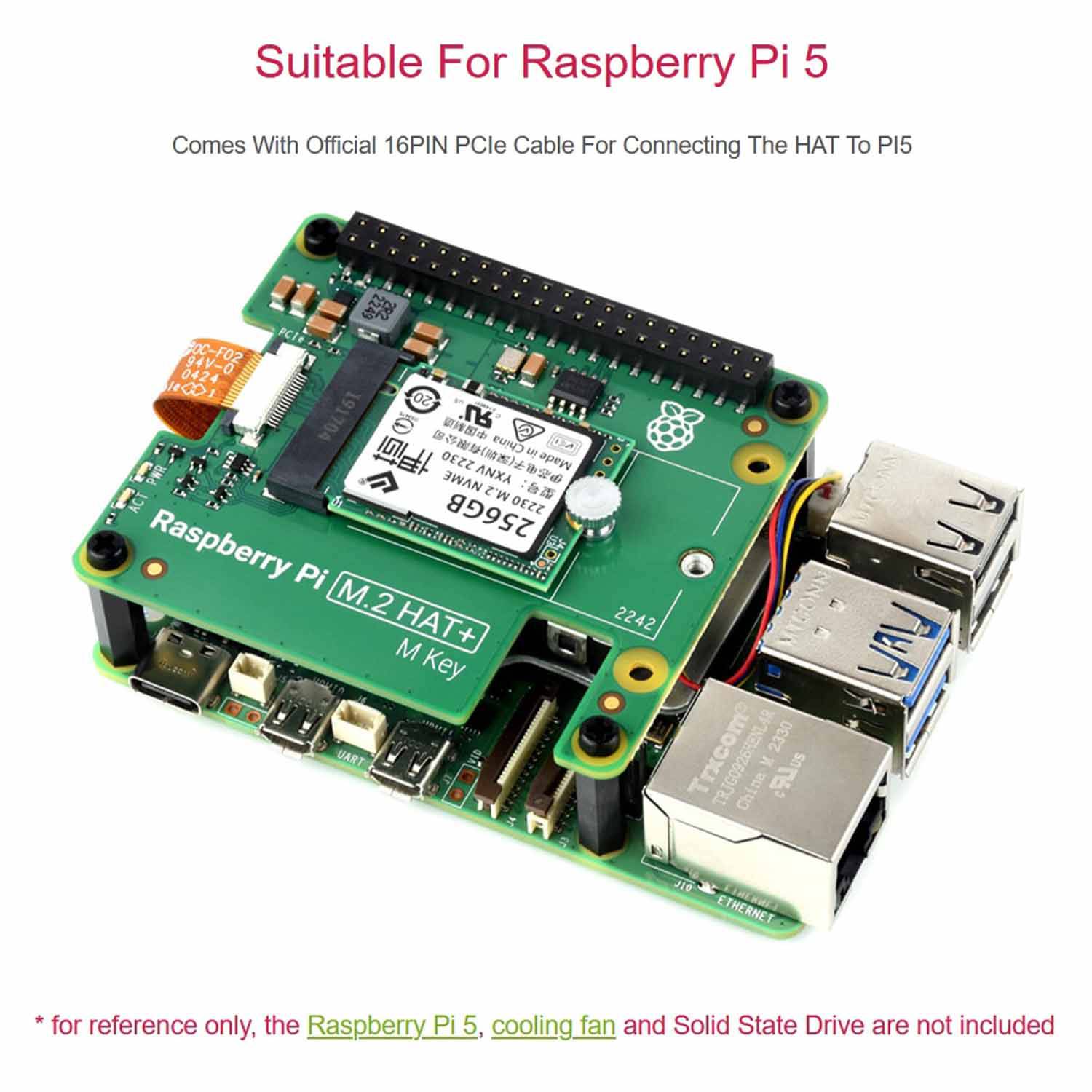 Official Raspberry Pi M.2 HAT+ Pi PCIe to M.2 HAT for Pi 5