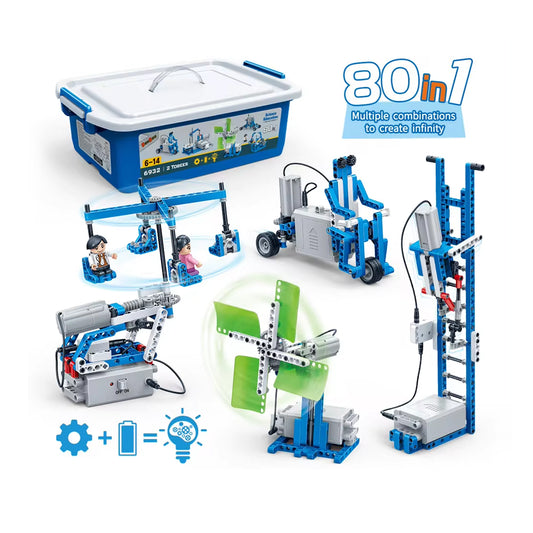 BanBao 80 in 1 Building Blocks Kit STEAM Kit With Motor Power Machine Experiment Bricks Educational Model Toys - RS6963