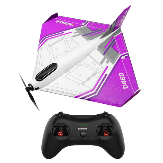 Radiolink D460 RC Airplane Ready to Fly (RTF) RC Airplane with Byme-DB Gyro FC, 3 Flight Modes, Brushless Motor 15A ESC Plane, T8S Transmitter & R8XM Voltage Telemetry RX for Beginner or Experienced - Purple - RS6982