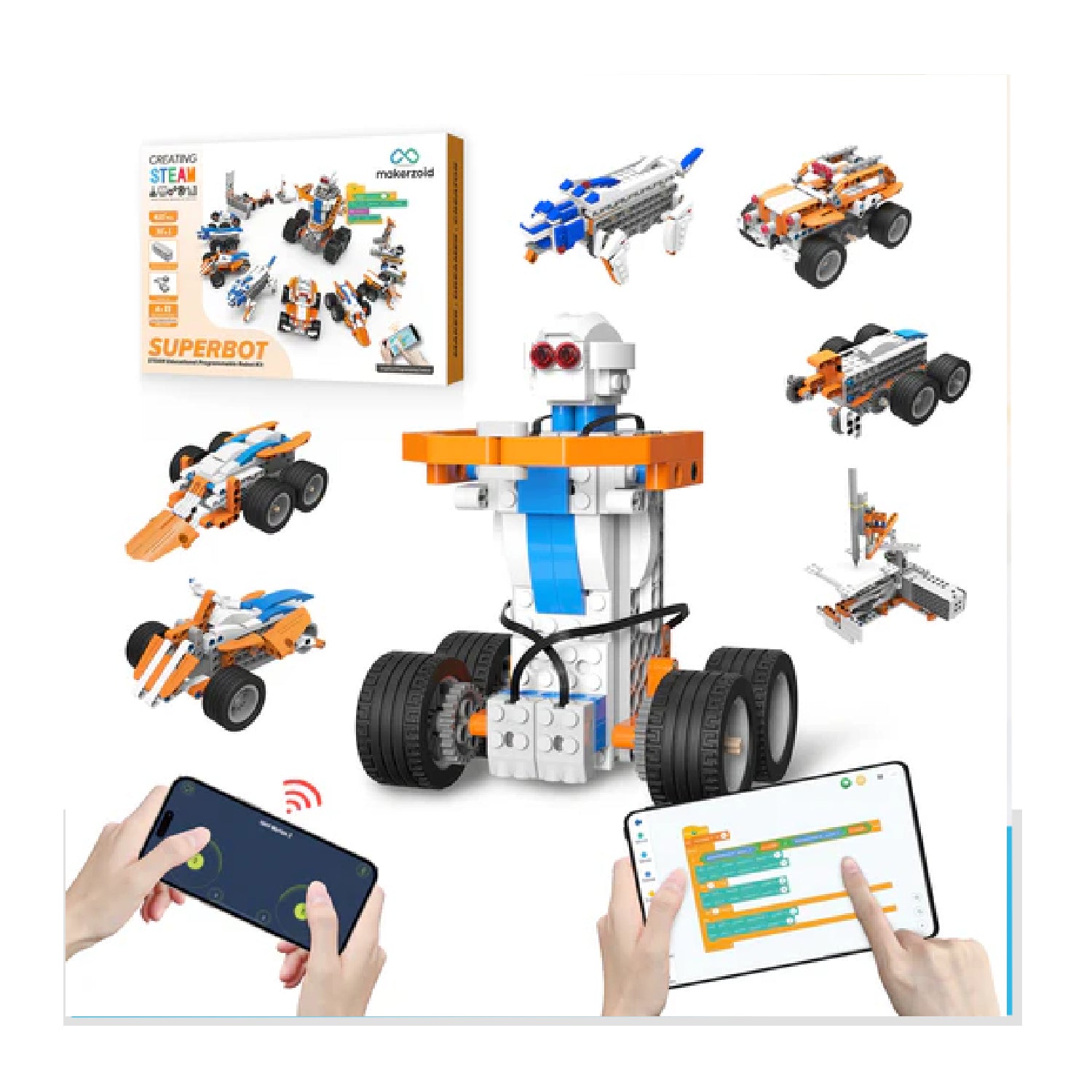 makerzoid SUPERBOT 26-in-1 Coding Robot Kit STEM Learning Robot Kit Build 26 Different Robots With SUPERBOT STEM Learning Robot Kit  Build 26 Different Robots With SUPERBOT - RS7137