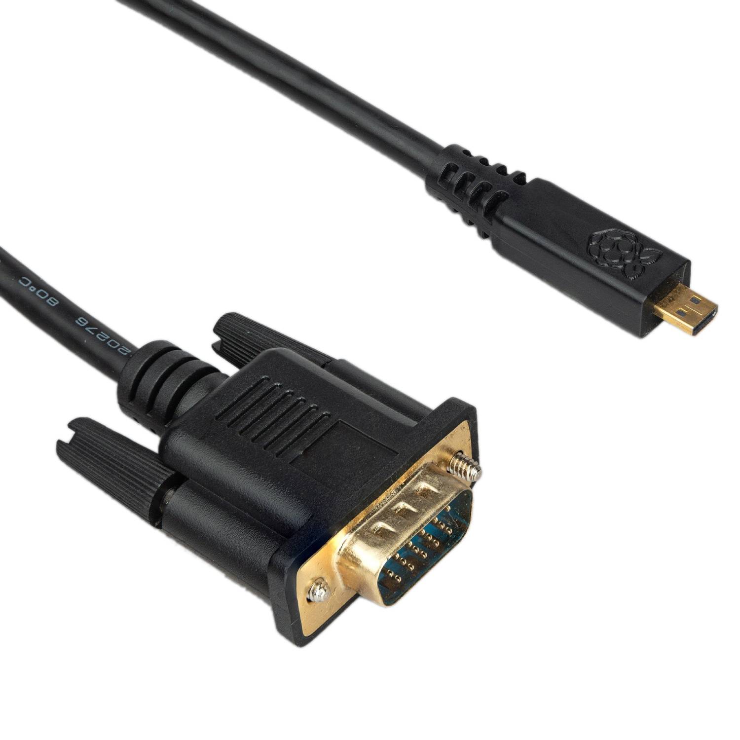 Raspberry Pi Micro-HDMI to VGA Converter Cable 1m Micro-HDMI to VGA Cable For Raspberry Pi 5 And 4 Model B High-Quality Micro-HDMI to VGA Cable Easily Display Raspberry Pi Output on VGA Connections Monitor - RS8380