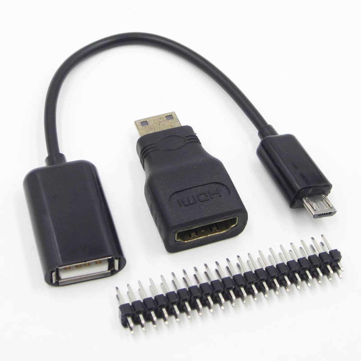 3 in 1 Raspberry Pi Zero Kit HDMI to Mini HDMI Adapter, OTG Cable, 40-Pin GPIO Header Raspberry Pi Accessories Kit for Raspberry Pi Zero/ Zero W/ Zero 2W - RS9266