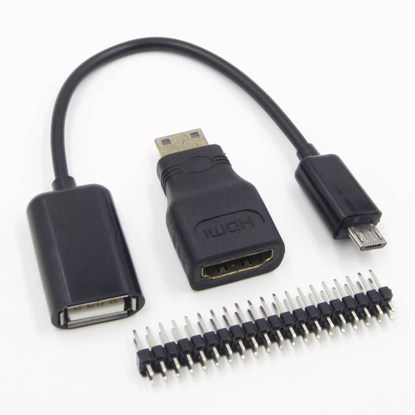 3 in 1 Raspberry Pi Zero Kit HDMI to Mini HDMI Adapter, OTG Cable, 40 ...