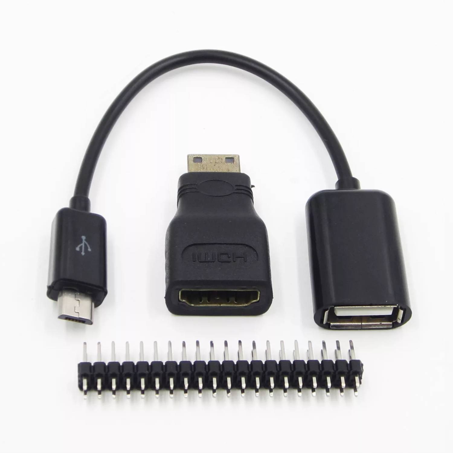 3 in 1 Raspberry Pi Zero Kit HDMI to Mini HDMI Adapter, OTG Cable, 40-Pin GPIO Header Raspberry Pi Accessories Kit for Raspberry Pi Zero/ Zero W/ Zero 2W - RS9266