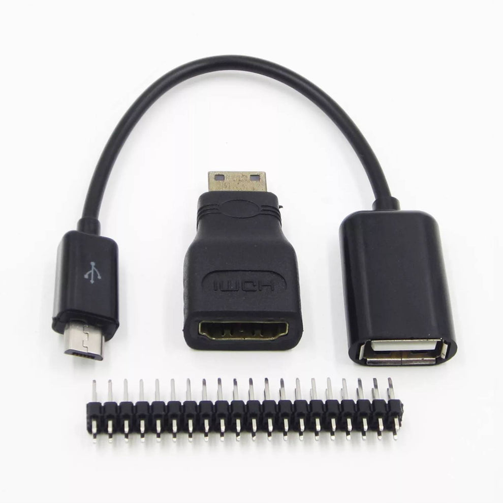 3 in 1 Raspberry Pi Zero Kit HDMI to Mini HDMI Adapter, OTG Cable, 40 ...