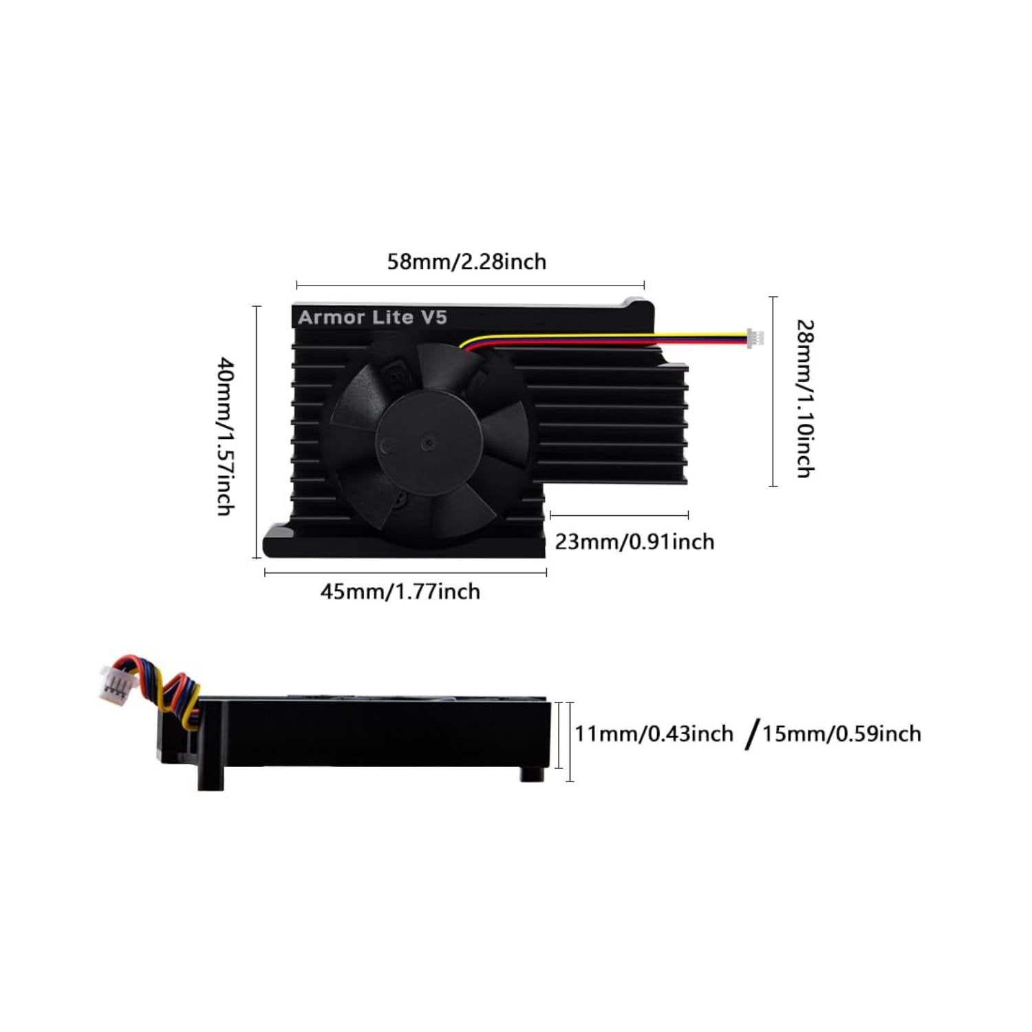 Raspberry Pi Active Cooler 52Pi Armour Lite V5 Heatsink for Raspberry Pi 5 Heatsink with Fan Cooling Kit for Pi 5 Ultimate Cooling Solution - RS9272