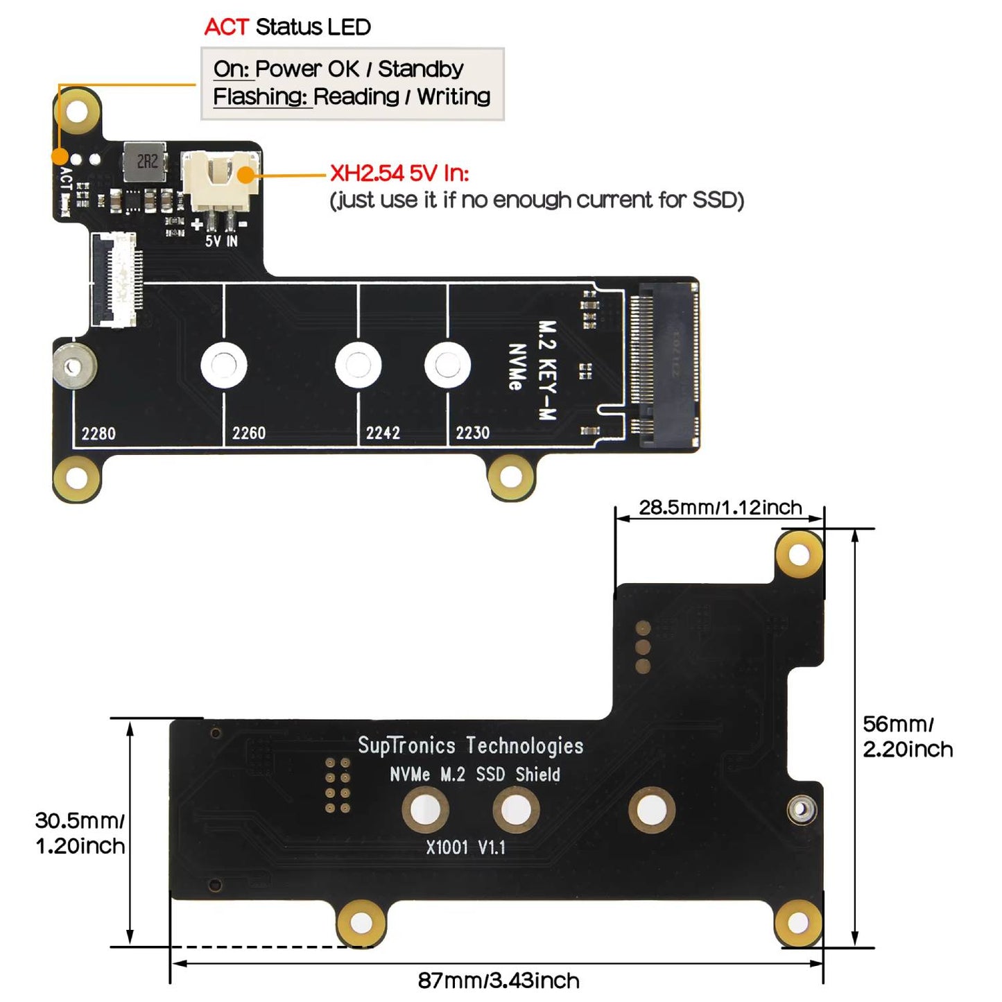 Raspberry Pi 5 NVMe M.2 SSD Adapter Pi 5 PCIe to NVMe SSD Shield X1001 Pi 5 NVMe SSD Expansion Board NVMe SSD Board for Raspberry Pi 5 - RS9274