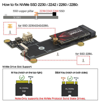 Raspberry Pi 5 NVMe M.2 SSD Adapter Pi 5 PCIe to NVMe SSD Shield X1001 Pi 5 NVMe SSD Expansion Board NVMe SSD Board for Raspberry Pi 5 - RS9274