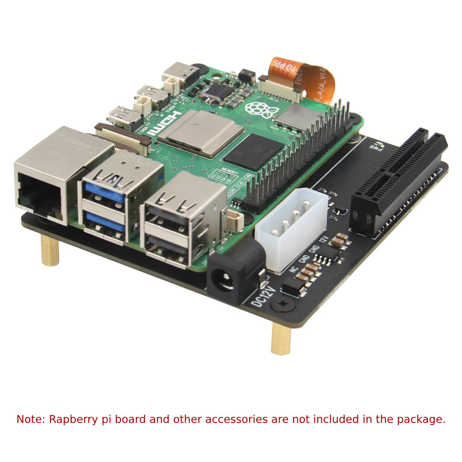 Raspberry Pi 5 PCIe x4 Expansion Board X1010 Pi 5 PCIe FFC to x4 Slot Adapter PCIe x4 Expansion V1.1 PCIe FFC to Standard PCIe x4 Shield - RS9279