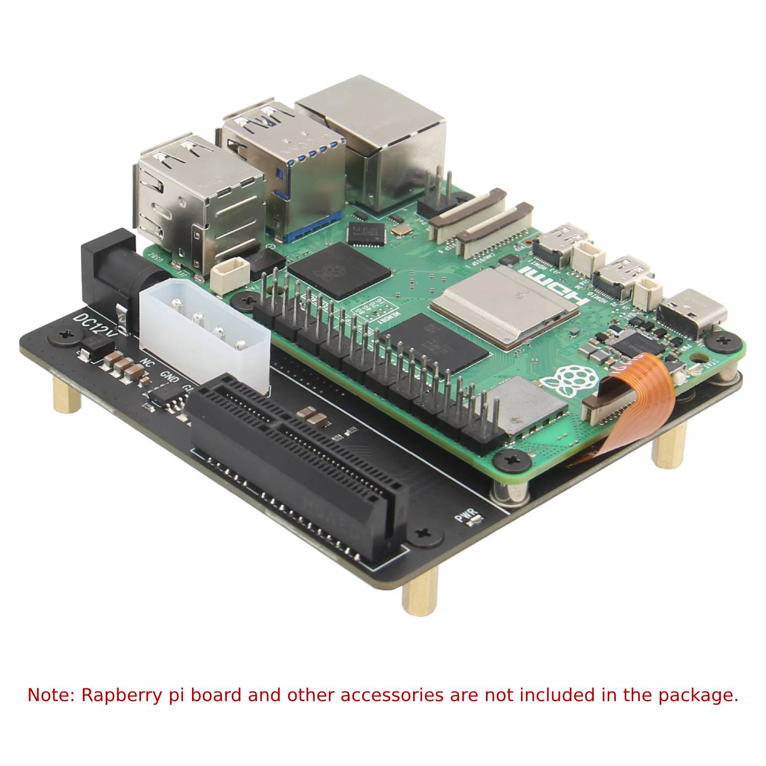 Raspberry Pi 5 PCIe x4 Expansion Board X1010 Pi 5 PCIe FFC to x4 Slot Adapter PCIe x4 Expansion V1.1 PCIe FFC to Standard PCIe x4 Shield - RS9279