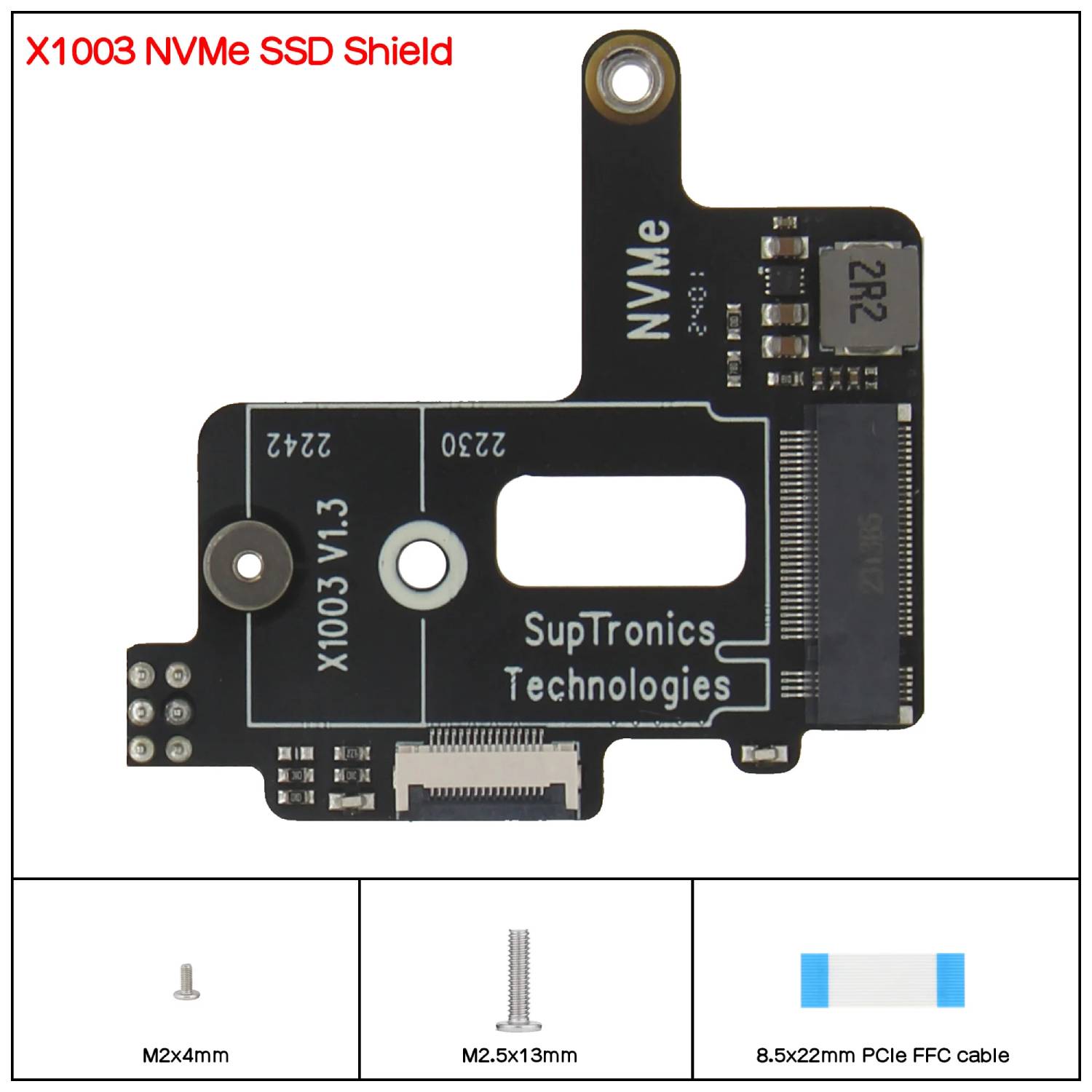 Raspberry Pi 5 M.2 NVMe SSD Adapter X1003 Pi 5 PCIe to M.2 NVMe SSD Top HAT M.2 NVMe SSD PCIe Adapter Top-Mount NVMe SSD Expansion Shield - RS9280