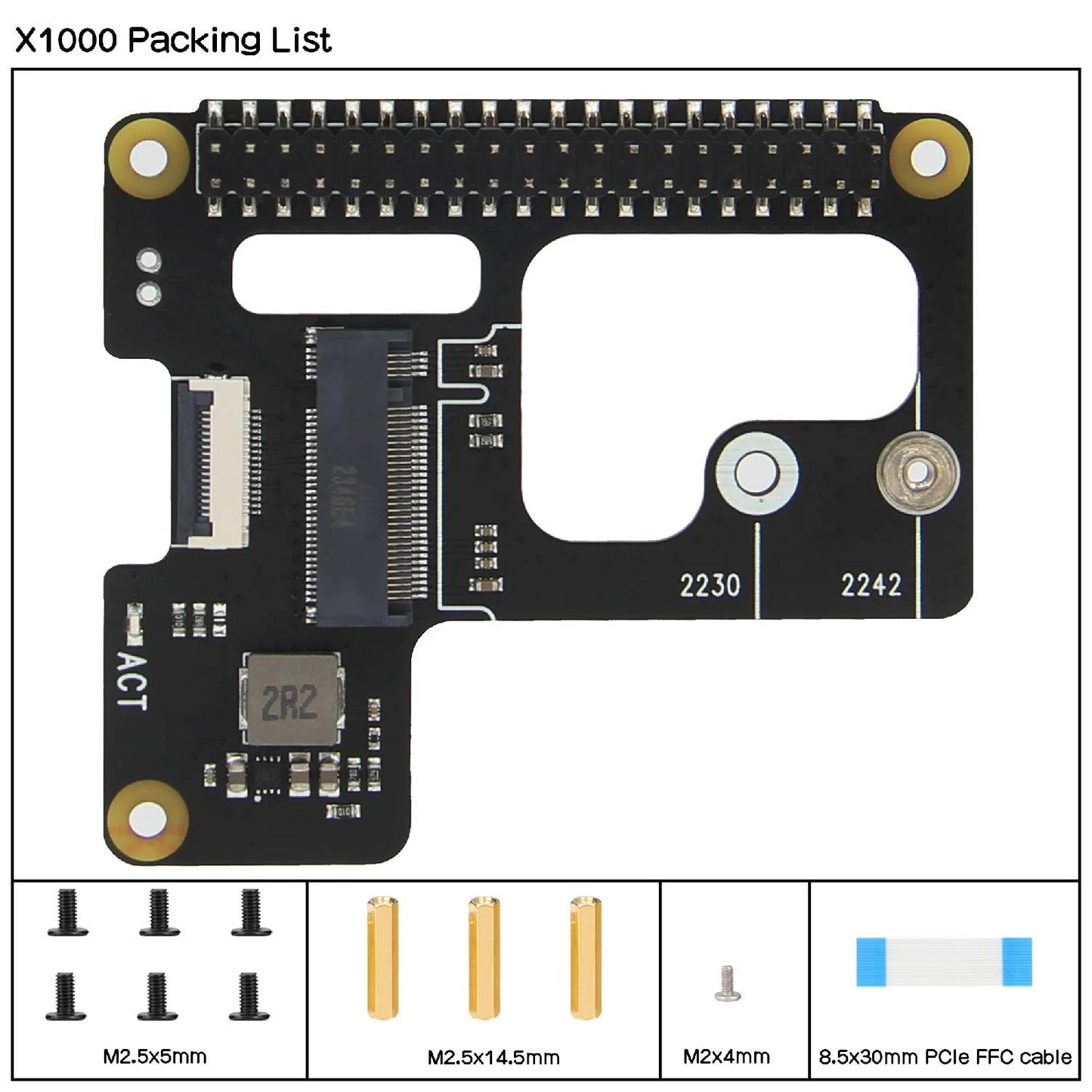 Raspberry Pi 5 M.2 NVMe SSD Adapter X1000 Pi 5 PCIe to M.2 NVMe Top HAT M.2 NVMe SSD PCIe Board NVMe SSD Expansion Shield - RS9281