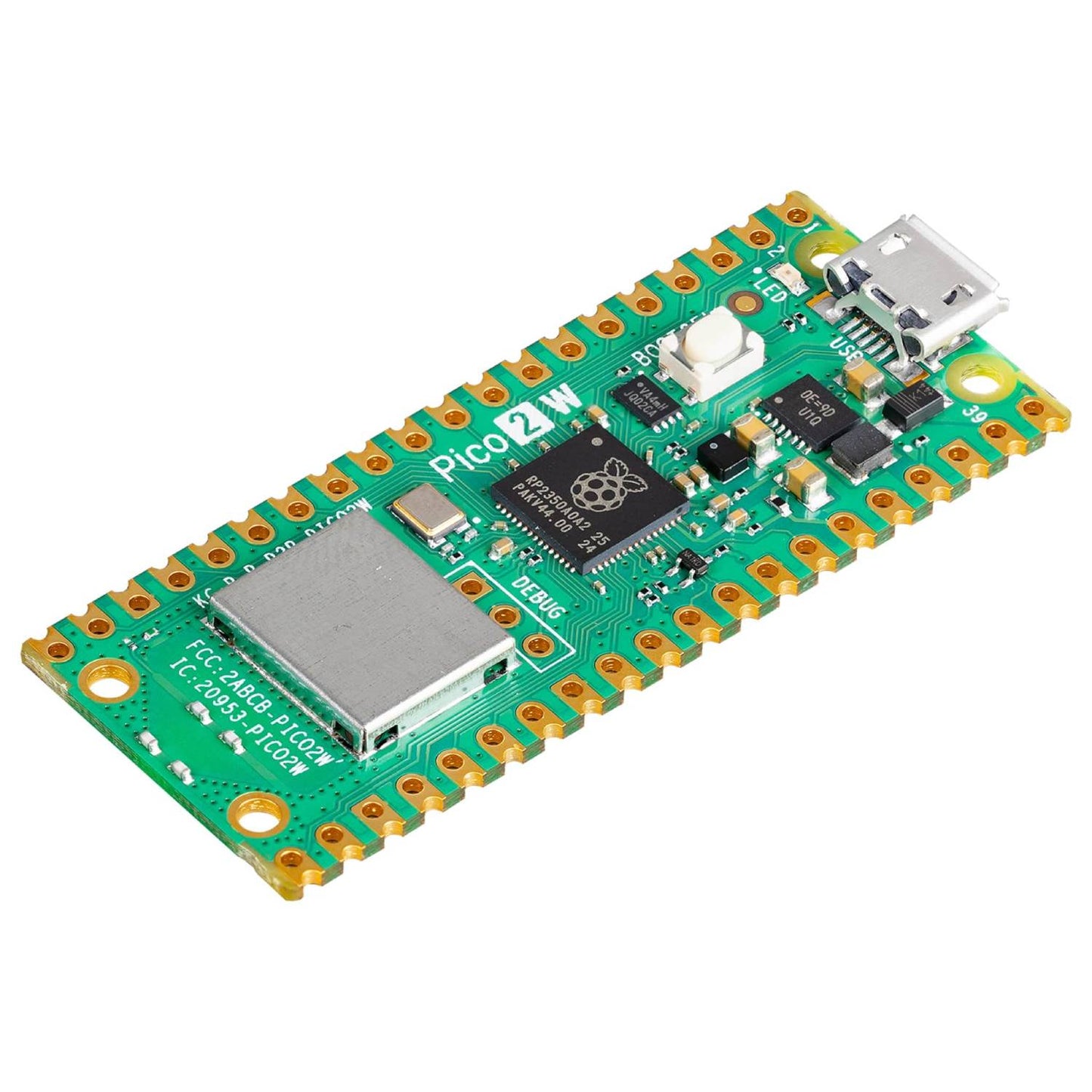 Raspberry Pi Pico 2 W with 2.4GHz 802.11n Wireless LAN and Bluetooth 5.2 RP2350 Pico 2W Wireless Microcontroller Board - RS9301