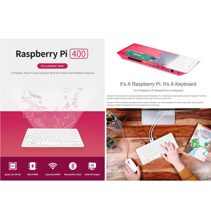 Raspberry Pi 400 Computer Kit RPi 400 Personal Computer Kit Keyboard - Integrated Raspberry Pi 400 Built Into A Compact Keyboard - You Just Need To Add A Monitor - RS7124