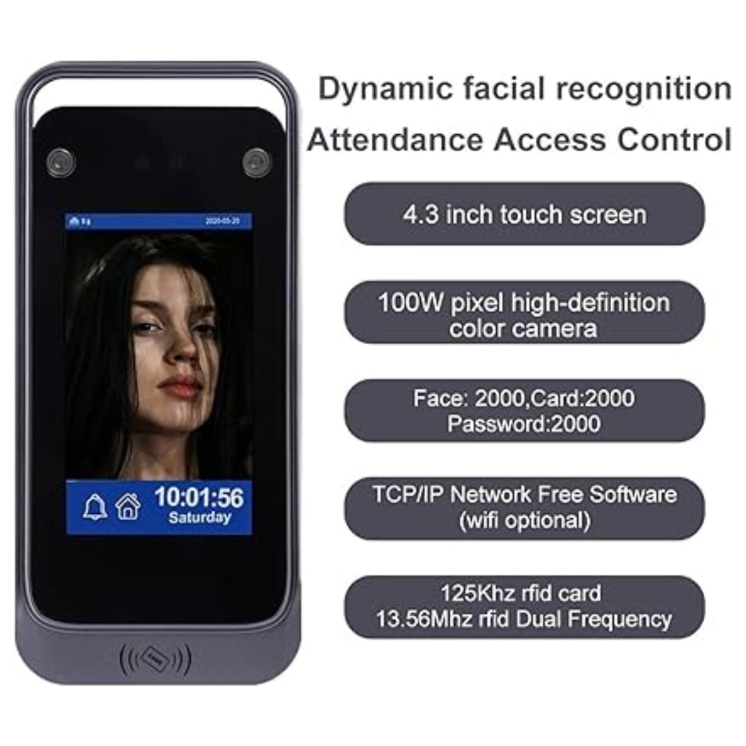 Buy TCP-IP WiFi Dynamic Face, Time & Attendance System – REES52