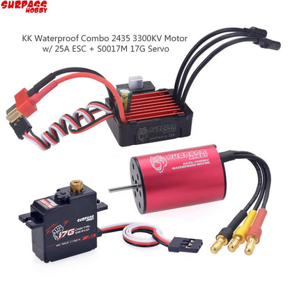 SURPASSHOBBY Waterproof Combo 2435 3300KV Motor, 25A ESC, 17G Servo For 1:16-18 RC Cars High-Performance RC Car Combo