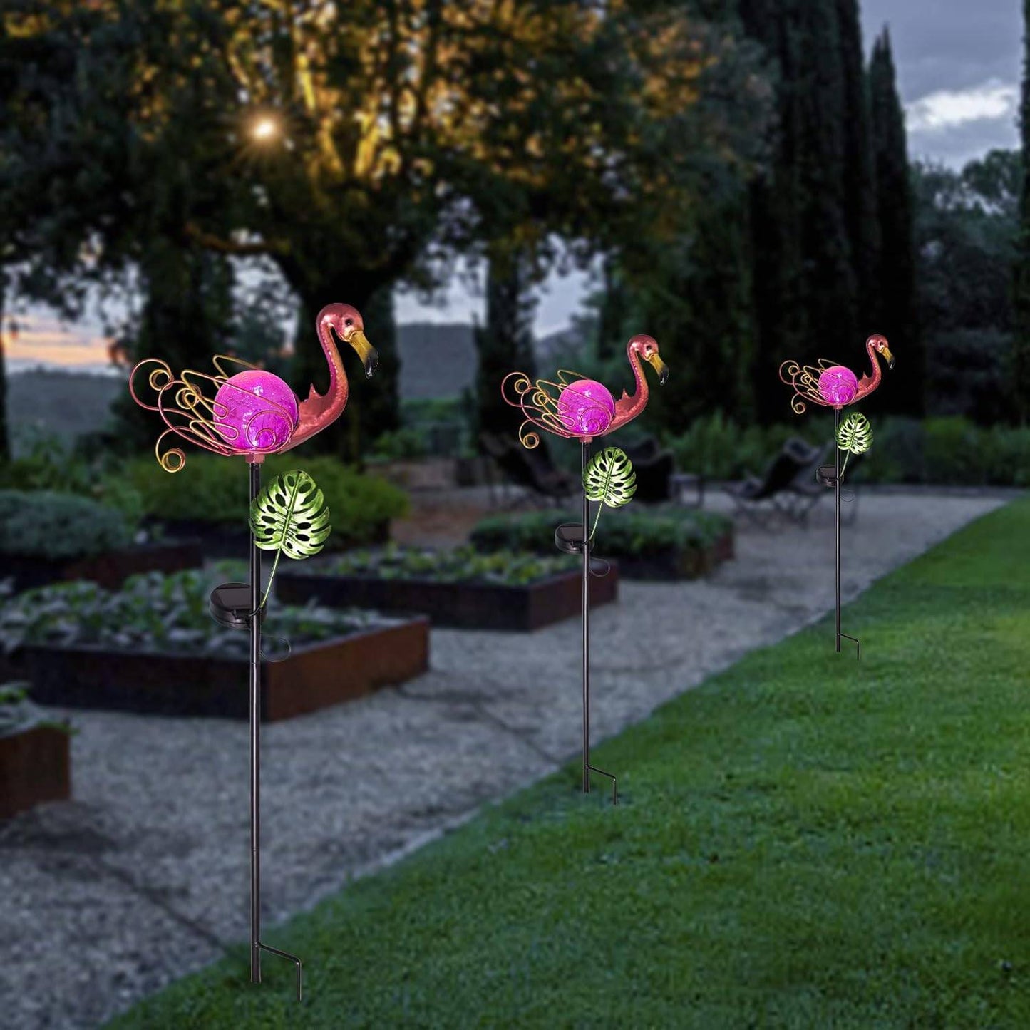 Solar-Powered Flamingo Stake Lights Solar Flamingo Stake Lights Outdoor Waterproof LED Flamingo Lights For Garden Lawn And Patio - RS6147