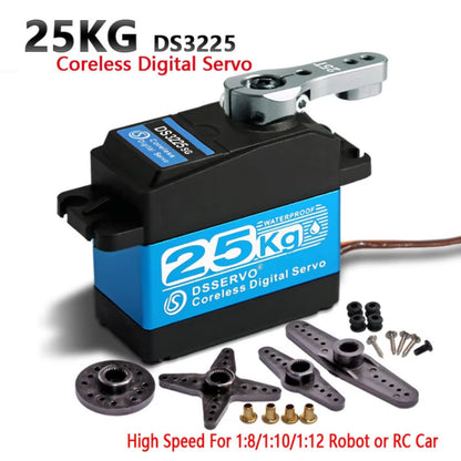 DSServo Coreless DS3225 25kg Waterproof Servo High Speed Stainless Steel Gear Servo High Torque Coreless Digital Servo With 180°,  270° (Optional) Degree Roation For DIY RC Car