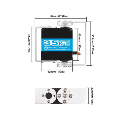 DSServo RDS3235 35kg Coreless Metal Gear Servo Stainless Steel Gear Digital Servo Motor With Standard Dual Shafts 90°, 180°, 135°, 270°, 360° (Optional) Degree Rotations Servo  For Arduino, Robot, RC and Robotic Applications - RS8262