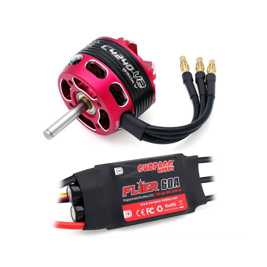 Surpass Hobby C4240/C4250/C4260 V2 2-6S Brushless Outrunner Motor Combo With 60/80A ESC For RC Aircraft & Multicopters