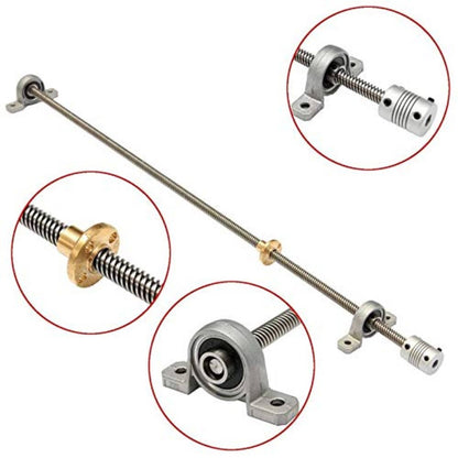 T8 Lead Screw 100mm Kit 3D Printer 100mm 8mm + Brass Copper Nut + KP08 Bearing Bracket + 5 * 25 * 8MM Flexible Coupling For 3D Printer Parts Upgrade Your 3D Printer T8 Lead Screw Kit For Precision & Performance - RS2361