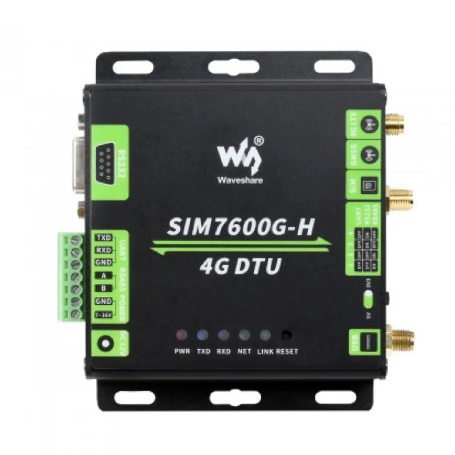 Buy Waveshare Industrial SIM7600G-H 4G DTU: Global LTE Modem with USB ...